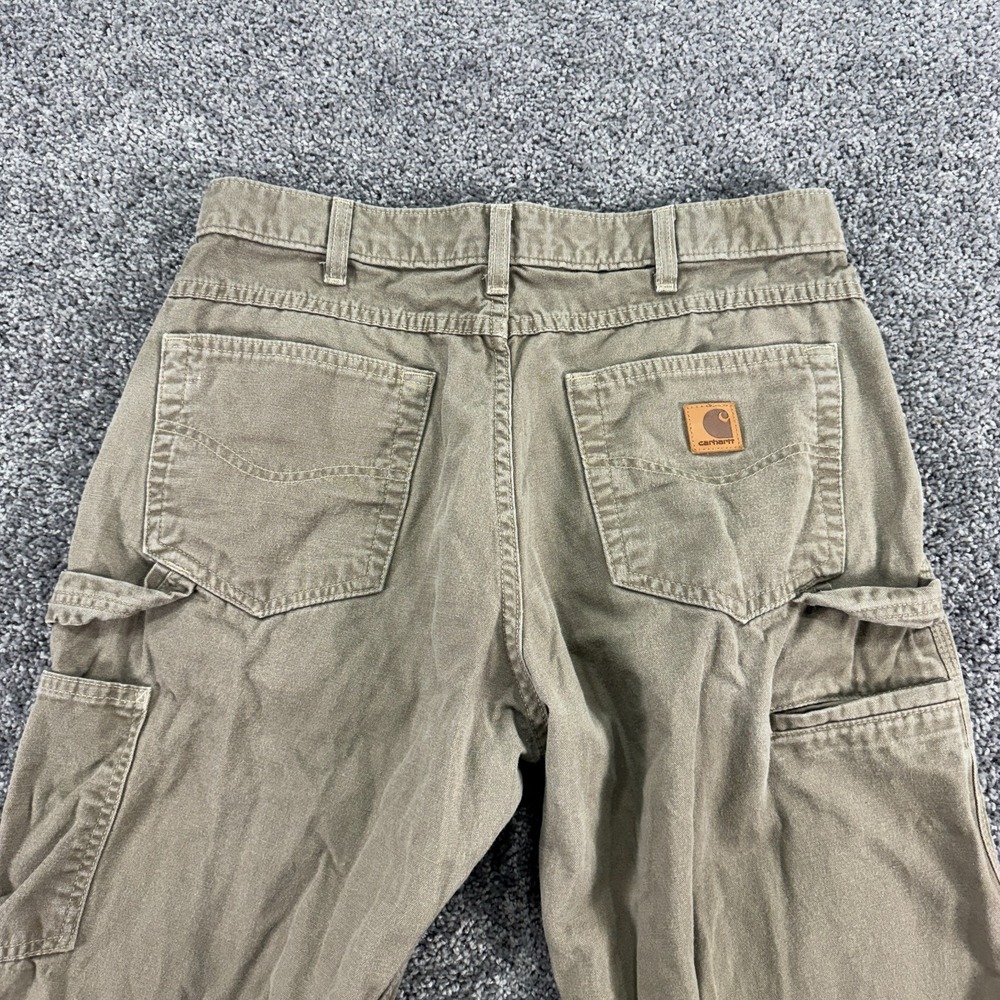 Carhartt Pants Mens 34x32 Brown Loose Original Fit Carpenter Canvas Workwear - Picture 3 of 15